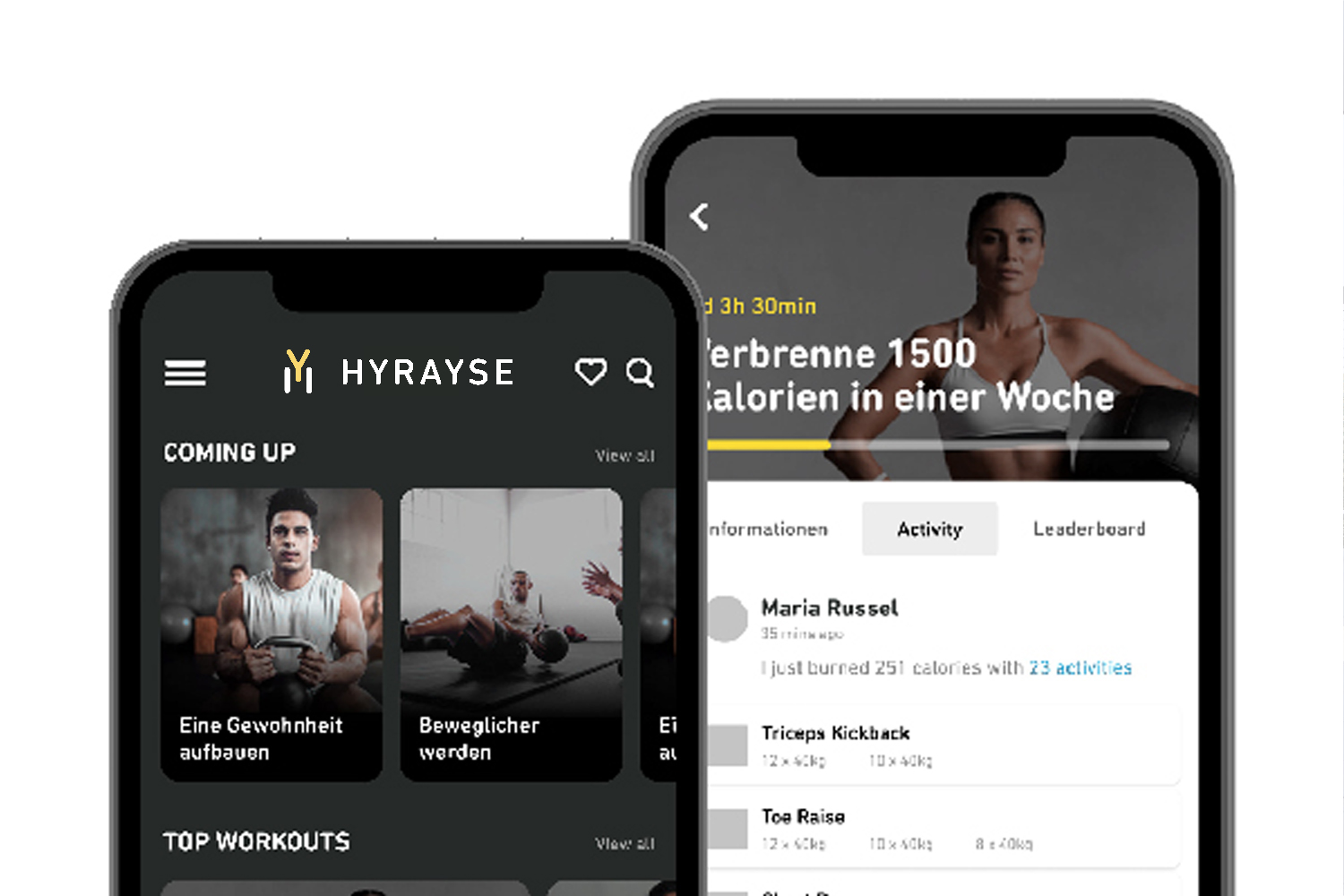 Hyrayse-Produkt, Personal Trainer, Digitaler PT, Abbildung der Hyrayse-App